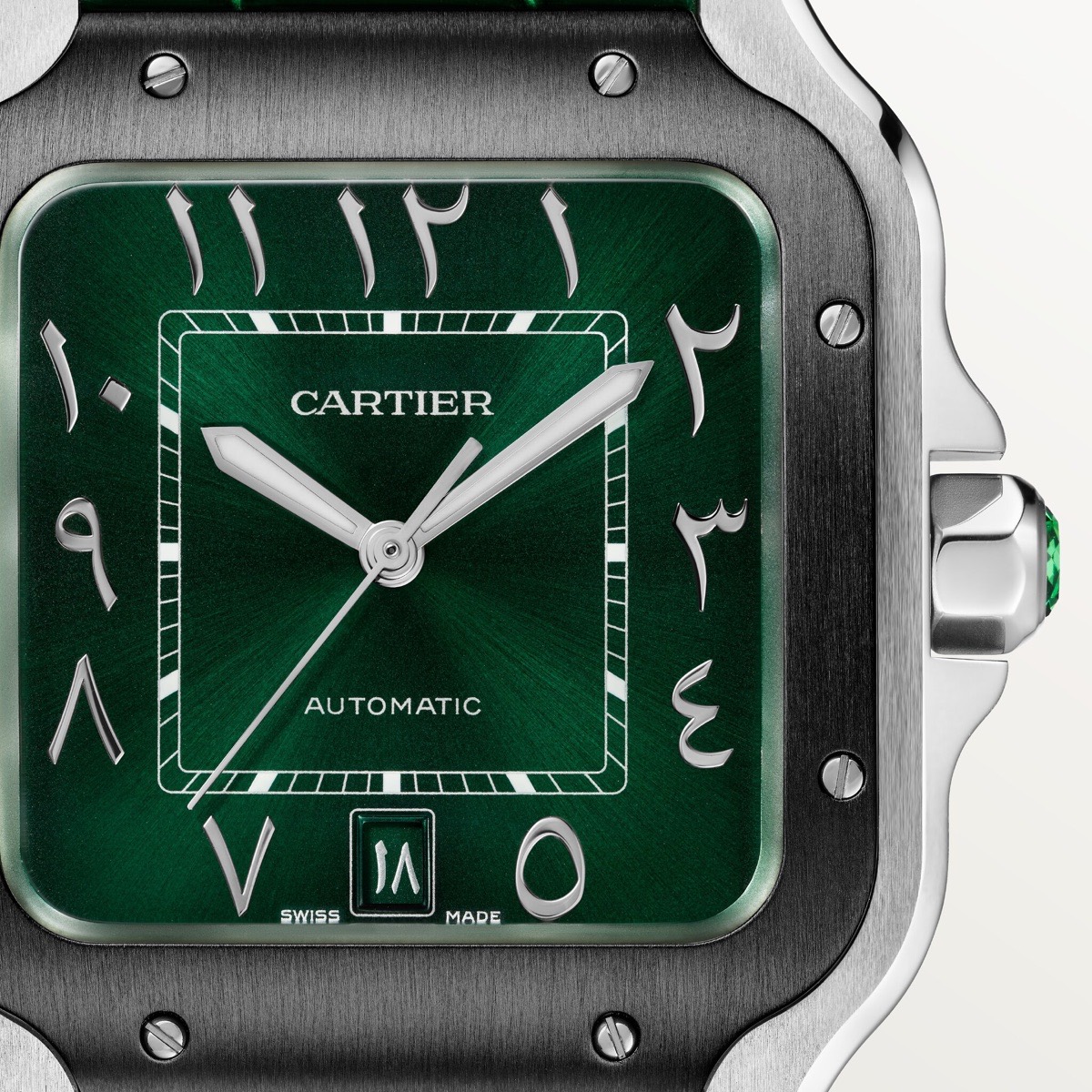 Santos de Cartier green dial macro